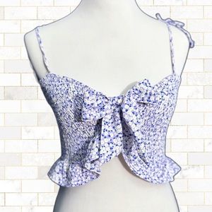 Powder Smocked Blue Crop Top Size XL/Extra Large Juniors